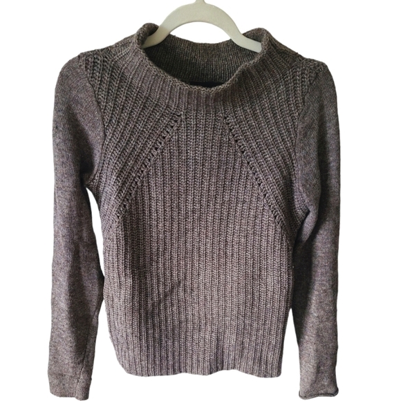 CYNTHIA ROWLEY Lambswool Blend Brown knit Long Sleeve Sweater Size SM - Picture 1 of 5